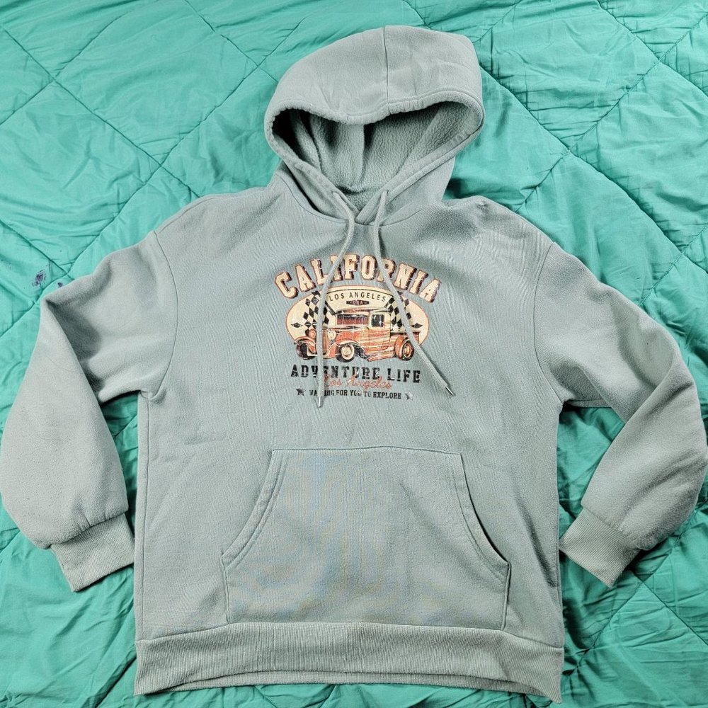 Shein Womens Small Light Blue Hoodie California Adventure Life Pick Up Truck